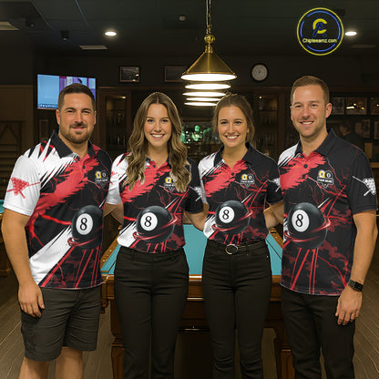 Lightning Red Billiard 8 Ball & 9 Ball Pool Shirt For Men Custom Camo Billiard Team Jersey NYN3425