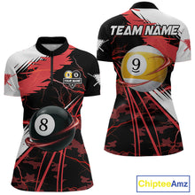 Load image into Gallery viewer, 
Red Lightning 8 Ball 9 Ball Pool Shirt For Women Custom Camo Billiard Team Jersey

