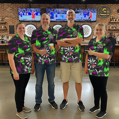 Purple And Green Paint Dartboard Funny Beer Darts Team Shirt For Men Custom Darts Polo 1/4-Zip Jersey NYN3990