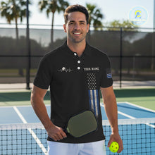 Load image into Gallery viewer, Custom Blue Grunge Skull Pickleball Ball League Jerseys For Men US Flag Pickleball Shirts NYN2152
