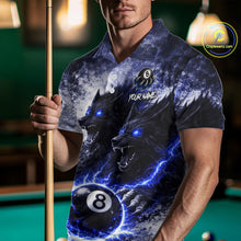 Load image into Gallery viewer, Grey &amp; Blue Grunge Wolfs Claws Thunder 8 Ball Pool Men Billiard Shirt Custom Billiard Team Attire NYN2640