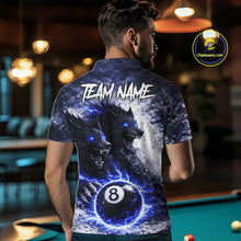 Load image into Gallery viewer, Grey &amp; Blue Grunge Wolfs Claws Thunder 8 Ball Pool Men Billiard Shirt Custom Billiard Team Attire NYN2640