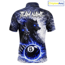 Load image into Gallery viewer, Grey &amp; Blue Grunge Wolfs Claws Thunder 8 Ball Pool Men Billiard Shirt Custom Billiard Team Attire NYN2640