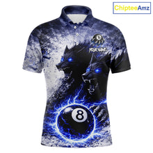 Load image into Gallery viewer, Grey &amp; Blue Grunge Wolfs Claws Thunder 8 Ball Pool Men Billiard Shirt Custom Billiard Team Attire NYN2640
