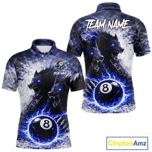 Load image into Gallery viewer, Grey &amp; Blue Grunge Wolfs Claws Thunder 8 Ball Pool Men Billiard Shirt Custom Billiard Team Attire NYN2640