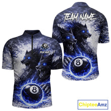 Load image into Gallery viewer, Grey &amp; Blue Grunge Wolfs Claws Thunder 8 Ball Pool Men Billiard Shirt Custom Billiard Team Attire NYN2640
