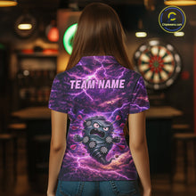 Load image into Gallery viewer, Purple Funny Scary Tornado Dartboard &amp; Arrow Women Darts Polo Shirt Custom Dart League Shirts NYN2643