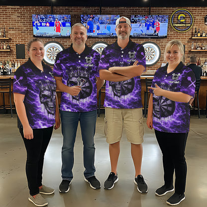 Thunder Purple Cracked Crown Skull Dartboard Women Darts Polo Shirt Custom Dart League Shirt NYN2645