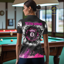 Load image into Gallery viewer, Black, White &amp; Pink Billiard 8 Ball Pool Shirt For Women Custom Butterfly Grunge Team Billiard Jersey NYN3438