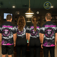 Load image into Gallery viewer, Black, White &amp; Pink Billiard 8 Ball Pool Shirt For Women Custom Butterfly Grunge Team Billiard Jersey NYN3438
