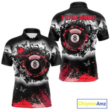 Load image into Gallery viewer, Black white red billiard 8 ball pool shirt for men butterfly grunge billiard jersey