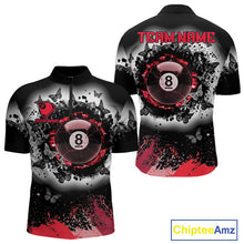 Load image into Gallery viewer, Black white red billiard 8 ball pool shirt for men butterfly grunge billiard jersey