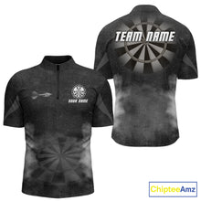 Load image into Gallery viewer, Black Smokes Men's Quarter-Zip Darts Jersey Mockup, Professional Dart Team Tournament Shirt, Custom League Uniform