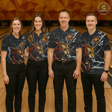 Load image into Gallery viewer, Funny Tiger Bowling Polo &amp; 1/4-Zip Shirt For Men Custom Orange Team Bowling Tournament Jersey NYN3724