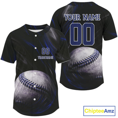 Custom Black And Blue Splatter Baseball Jersey For Men Baseball Tournament Team Shirt NYN0961