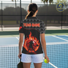 Load image into Gallery viewer, Custom Silhouette Human Red Flame Pickleball 3D Ball Jerseys Women Pickleball League Shirts NYN2165