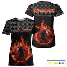 Load image into Gallery viewer, Custom Silhouette Human Red Flame Pickleball 3D Ball Jerseys Women Pickleball League Shirts NYN2165