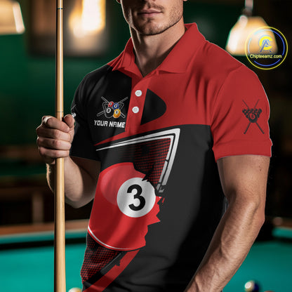 Red Crack Ball Pool Men Billiard Polo & 1/4-Zip Shirt Personalized Balls Billiard Gifts NYN2413