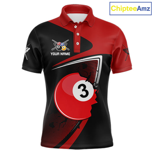 Red Crack Ball Pool Men Billiard Polo & 1/4-Zip Shirt Personalized Balls Billiard Gifts NYN2413