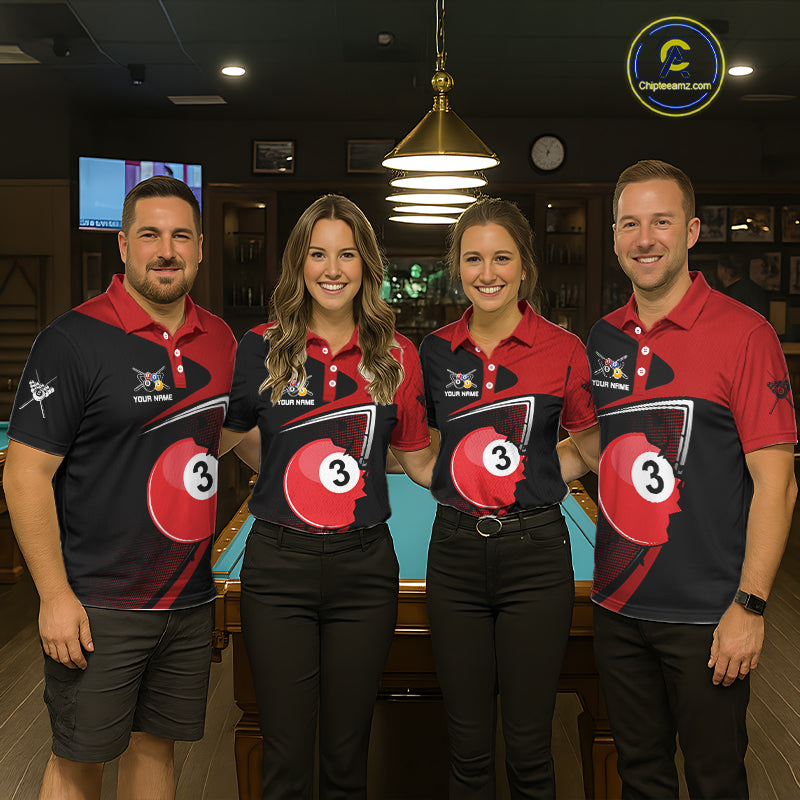 Red Crack Ball Pool Women Billiard Polo & 1/4-Zip Shirt Personalized Balls Billiard Gifts NYN2413