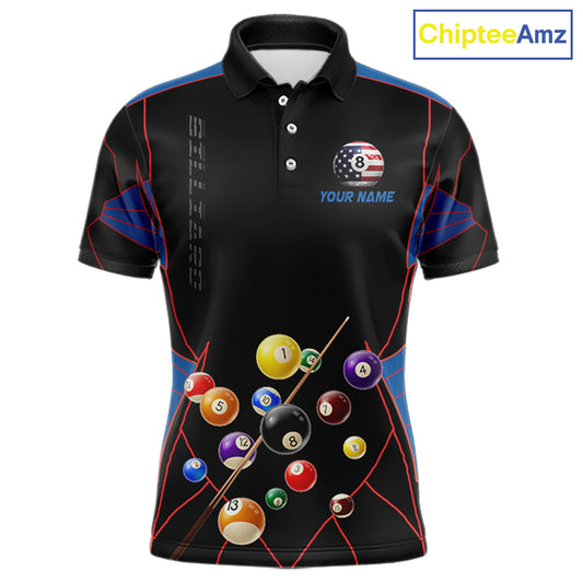 Custom US Flag 8 Ball Pool Team Shirt Personalized Men Billiard Polo & 1/4-Zip Attire Gifts NYN2417