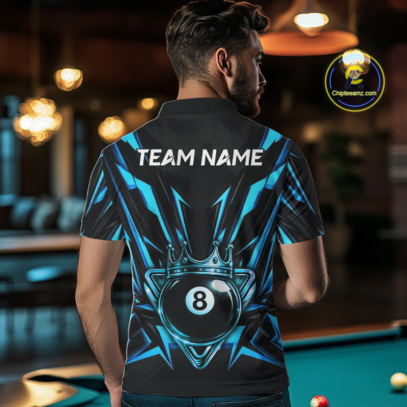 Black And Blue Crown 8 Ball Pool Polo & 1/4-Zip Shirt For Men Personalized Ball Billiard Gifts NYN2424