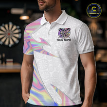 Load image into Gallery viewer, Personalized Pink Holographic Dartboard Pattern Men Darts Polo &amp; 1/4-Zip Shirts Dart Team Jerseys NYN2811