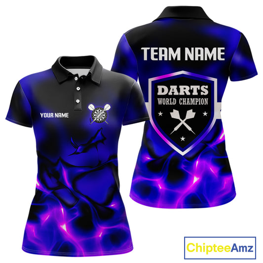 Darts World Champion Custom Blue-Purple Dart Shirt For Women, Dart Team Jerseys NYN0111