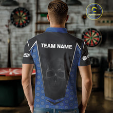 Load image into Gallery viewer, White Fog Skull &amp; Dartboard - Blue Darts Team Shirt For Men With Custom Name NYN0484
