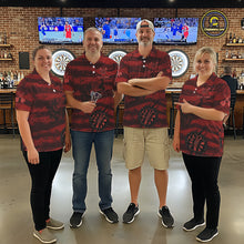 Load image into Gallery viewer, Custom Red Grunge Wolf Torn Dartboard Women Darts Polo Shirt Wolf Dart League Jerseys NYN2166