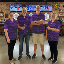 Load image into Gallery viewer, Custom Purple Grunge Wolf Torn Dartboard Women Darts Polo Shirt Wolf Dart League Jerseys NYN2167