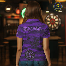 Load image into Gallery viewer, Custom Purple Grunge Wolf Torn Dartboard Women Darts Polo Shirt Wolf Dart League Jerseys NYN2167