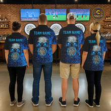 Load image into Gallery viewer, Custom Blue Dripping Skull Darts Polo Shirt For Women Fire Flame Skull Dart League Jerseys NYN2173
