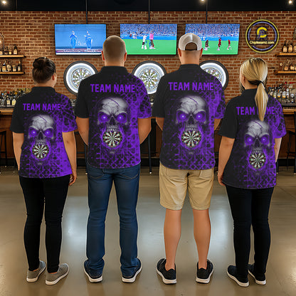 Custom Purple Dripping Skull Darts Quarter-Zip Shirt For Men Fire Flame Skull Dart League Jerseys NYN2174