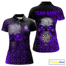 Load image into Gallery viewer, Custom Purple Dripping Skull Darts Polo Shirt For Women Fire Flame Skull Dart League Jerseys NYN2174