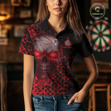Load image into Gallery viewer, Custom Red Dripping Skull Darts Polo Shirt For Women Fire Flame Skull Dart League Jerseys NYN2175