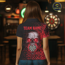 Load image into Gallery viewer, Custom Red Dripping Skull Darts Polo Shirt For Women Fire Flame Skull Dart League Jerseys NYN2175