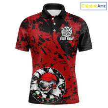 Load image into Gallery viewer, Personalized Black &amp; Grunge Red Funny Cool Dog Cracked Darts Shirts For Men Dart Team Jerseys NYN2818