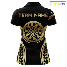 Load image into Gallery viewer, Custom Black &amp; Light Gold Dartboard &amp; Arrow Darts Polo &amp; 1/4-Zip Shirts For Women  Dart Team Jerseys NYN2819