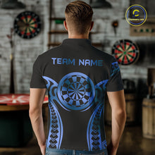 Load image into Gallery viewer, Custom Black &amp; Light Blue Dartboard &amp; Arrow Darts Polo &amp; 1/4-Zip Shirts For Men Dart Team Jerseys NYN2820