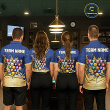 Load image into Gallery viewer, Gold Blue Splatter Billiard Custom Women Billiard Polo &amp; 1/4-Zip Shirts Pool Billiard Team Jerseys NYN3013