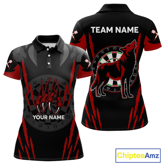 Black And Red Dartboards Custom Wolf Dart Shirts For Women, Dart Team Jerseys NYN0241