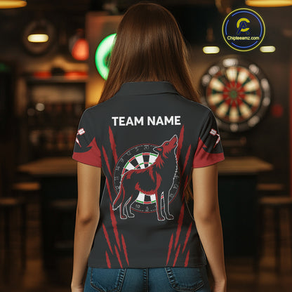 Black And Red Dartboards Custom Wolf Dart Shirts For Women, Dart Team Jerseys NYN0241