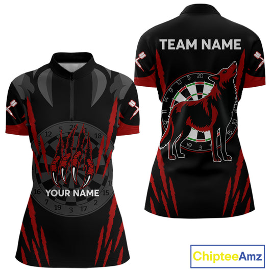 Black And Red Dartboards Custom Wolf Dart Shirts For Women, Dart Team Jerseys NYN0241