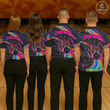 Load image into Gallery viewer, Custom Skull Holographic Bowling Shirt Bowling Team League Colorful Splatter Bowling Shirt For Men  NYN3194