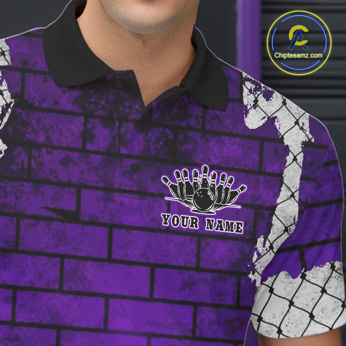 Purple Brick-Wall Fierce Bulldog Men Bowing Team Shirt Personalized Bowling Jersey For Bowlers NYN3195