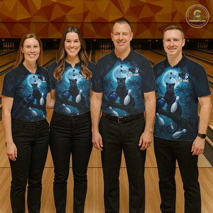 Horror panther blue moon bowling team shirts custom tournament bowling jerseys