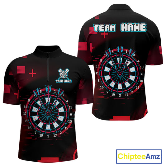 Custom Black Purple Flames Wolf Dartboard Dart Men Quarter-Zip Shirt Outfits Dart Jerseys NYN1620
