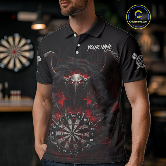 Black Smokes Eagle Chain Red Grunge Dartboard Custom Men Darts Polo Shirt Dart Jerseys NYN1907