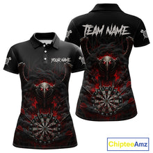 Load image into Gallery viewer, Black Smokes Eagle Chain Red Grunge Dartboard Custom Women Darts Polo Shirt Dart Jerseys NYN1907